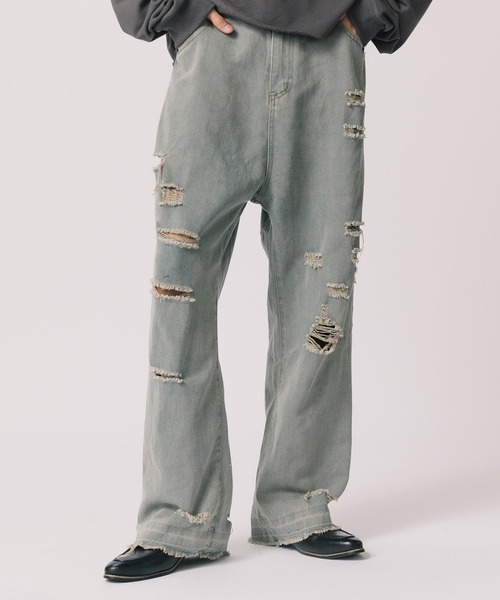 Theater code(シアターコード)の「▲hard crash denim pants / ハード クラッシュ デニムパンツ(デニムパンツ・メンズ・ブルー・3/2)」の1枚目の写真