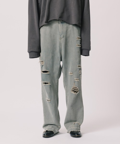Theater code(シアターコード)の「▲hard crash denim pants / ハード クラッシュ デニムパンツ(デニムパンツ・メンズ・ブルー・3/2)」の12枚目の写真