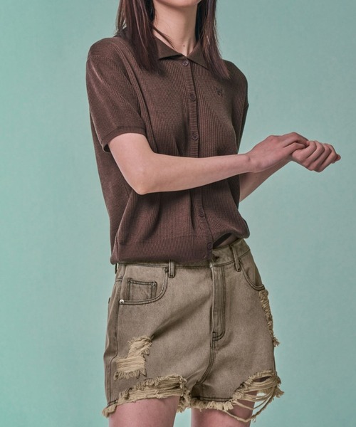 FANCY CLUB（ファンシークラブ）の「NASTY FANCY CLUB／ビンテージデニムショートパンツ（裏地なし）（デニムパンツ・レディース・ライトグレー/ブラック・SMALL）」の5枚目の写真