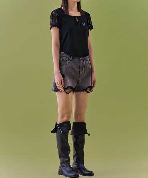 FANCY CLUB（ファンシークラブ）の「NASTY FANCY CLUB／ビンテージデニムショートパンツ（裏地なし）（デニムパンツ・レディース・ライトグレー/ブラック・SMALL）」の20枚目の写真