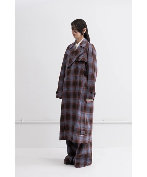TARO HORIUCHI（タロウ ホリウチ）の「Wide Trench Coat（トレンチコート・レディース・チェック・0）」の3枚目の写真