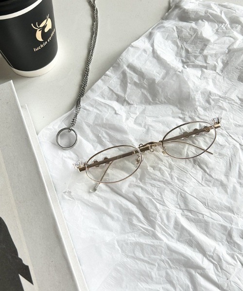 VIBGYOR（ヴィブジョー）の「【LAMPOON】ビジューメガネ（メガネ・レディース・ゴールド/シルバー・FREE）」の2枚目の写真