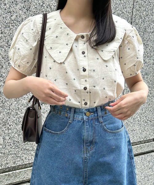 Cham.（チャム）の「さくらんぼ柄ビッグカラーブラウス（シャツ/ブラウス・レディース・ネイビー/ブラウン・F）」の20枚目の写真