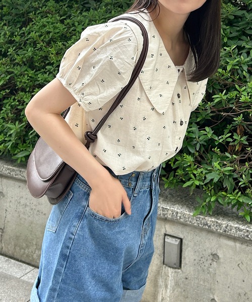 Cham.（チャム）の「さくらんぼ柄ビッグカラーブラウス（シャツ/ブラウス・レディース・ネイビー/ブラウン・F）」の21枚目の写真