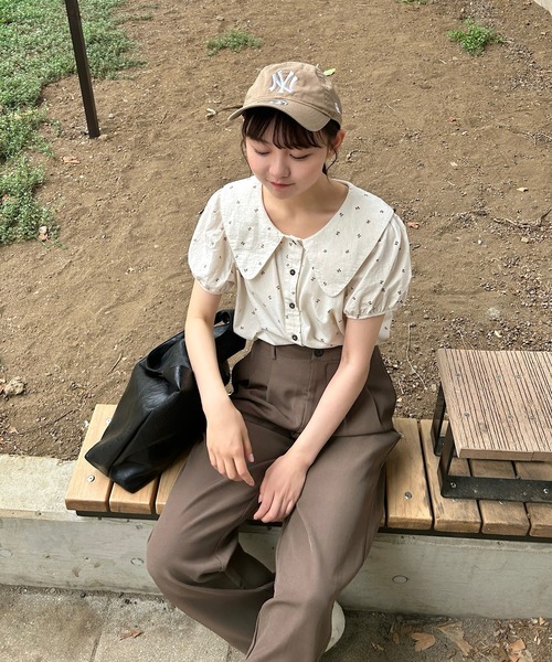 Cham.（チャム）の「さくらんぼ柄ビッグカラーブラウス（シャツ/ブラウス・レディース・ネイビー/ブラウン・F）」の16枚目の写真