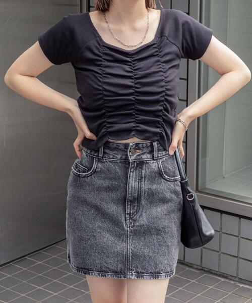 WEGO(ウィゴー)の「WEGO/2WAYシャーリングオフショルT(Tシャツ/カットソー・レディース・ブラック/ホワイト・FREE)」の18枚目の写真