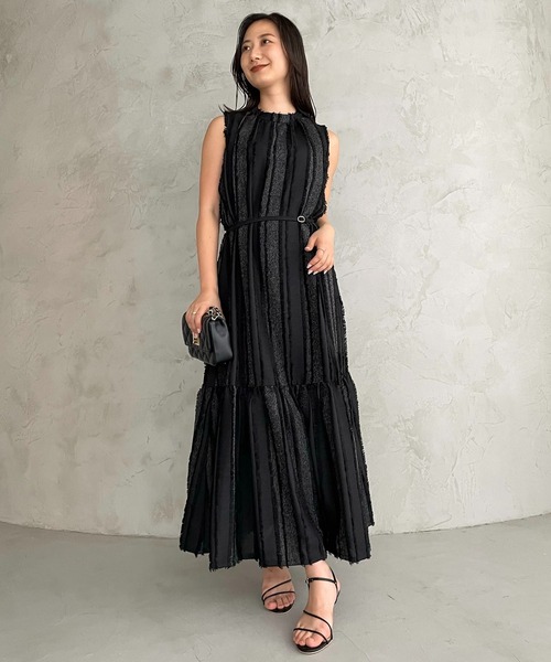 anuans（アニュアンス）の「ジャガードティアードワンピース（ワンピース・レディース・ライトベージュ/ブラック・MEDIUM/SMALL）」の15枚目の写真