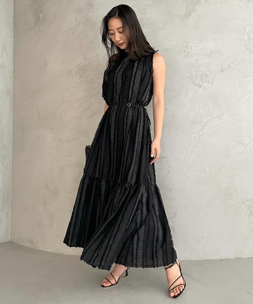 anuans（アニュアンス）の「ジャガードティアードワンピース（ワンピース・レディース・ライトベージュ/ブラック・MEDIUM/SMALL）」の16枚目の写真