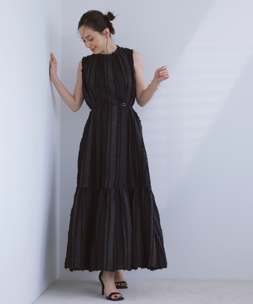 anuans（アニュアンス）の「ジャガードティアードワンピース（ワンピース・レディース・ライトベージュ/ブラック・MEDIUM/SMALL）」の8枚目の写真