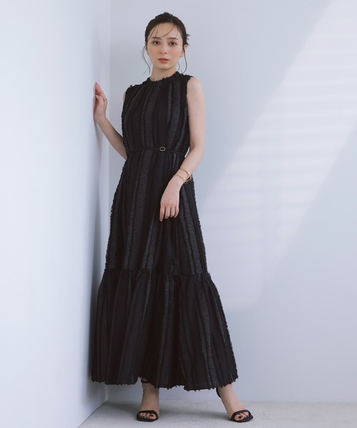 anuans（アニュアンス）の「ジャガードティアードワンピース（ワンピース・レディース・ライトベージュ/ブラック・MEDIUM/SMALL）」の7枚目の写真