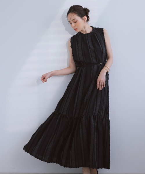 anuans（アニュアンス）の「ジャガードティアードワンピース（ワンピース・レディース・ライトベージュ/ブラック・MEDIUM/SMALL）」の5枚目の写真