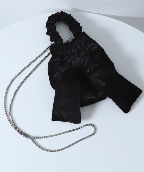 Firsthand（ファーストハンド）の「Firsthand/ファーストハンド 2wayベロアリボンバッグ / ハンドルバッグ / ショルダーバッグ（ショルダーバッグ・レディース・ピンク/グレー/ブラック・ONE SIZE）」の2枚目の写真