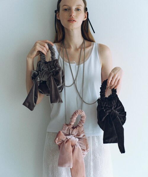 Firsthand（ファーストハンド）の「Firsthand/ファーストハンド 2wayベロアリボンバッグ / ハンドルバッグ / ショルダーバッグ（ショルダーバッグ・レディース・ピンク/グレー/ブラック・ONE SIZE）」の14枚目の写真