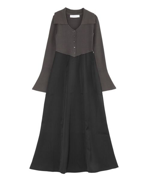 LAGUNAMOON（ラグナムーン）の「カラーニットドッキングナローワンピース（ワンピース・レディース・ブラック/チャコールグレー/ベージュ・MEDIUM/SMALL）」の3枚目の写真