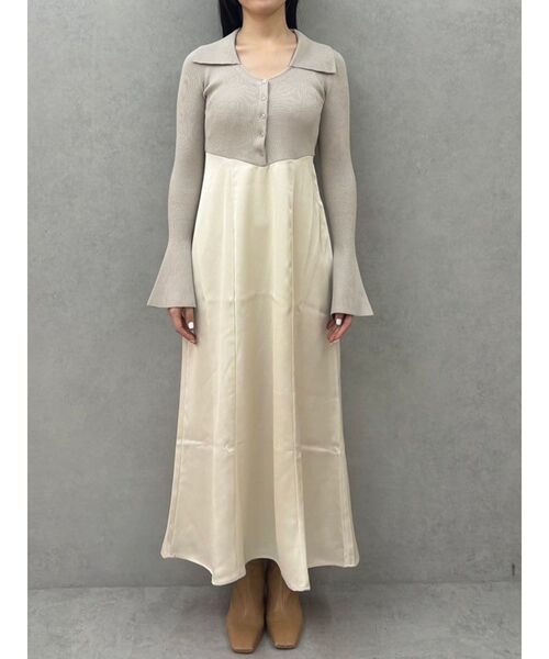 LAGUNAMOON（ラグナムーン）の「カラーニットドッキングナローワンピース（ワンピース・レディース・ブラック/チャコールグレー/ベージュ・MEDIUM/SMALL）」の21枚目の写真