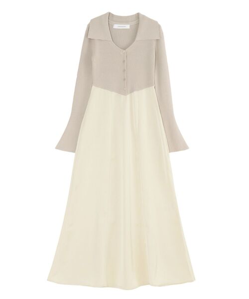 LAGUNAMOON（ラグナムーン）の「カラーニットドッキングナローワンピース（ワンピース・レディース・ブラック/チャコールグレー/ベージュ・MEDIUM/SMALL）」の4枚目の写真