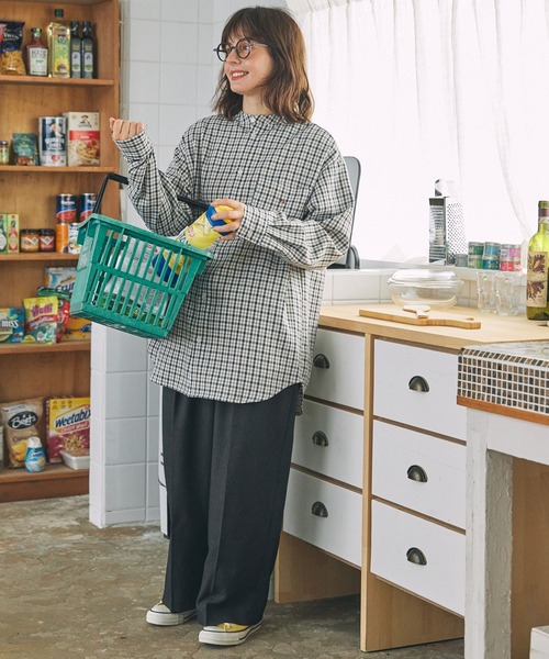 アソートナンバリング刺繍 バンドカラー ビッグシャツ（シャツ