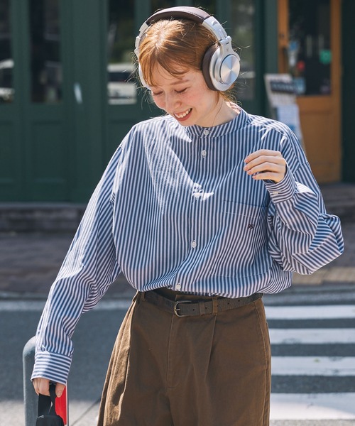 セール】アソートナンバリング刺繍 バンドカラー ビッグシャツ（シャツ