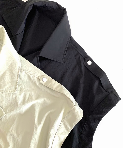 Q（キュー）の「ナイロンオーバーサイズジレ（ベスト・レディース・アイボリー/ブラック・MEDIUM）」の6枚目の写真