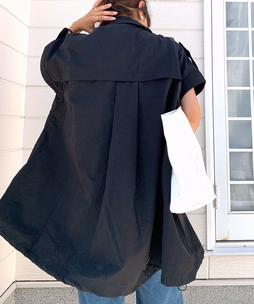 Q（キュー）の「ナイロンオーバーサイズジレ（ベスト・レディース・アイボリー/ブラック・MEDIUM）」の11枚目の写真