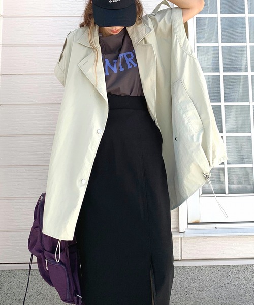 Q（キュー）の「ナイロンオーバーサイズジレ（ベスト・レディース・アイボリー/ブラック・MEDIUM）」の14枚目の写真