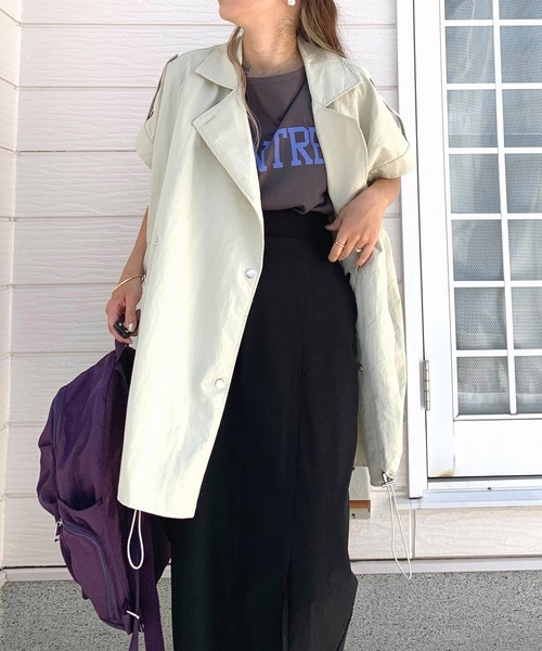 Q（キュー）の「ナイロンオーバーサイズジレ（ベスト・レディース・アイボリー/ブラック・MEDIUM）」の16枚目の写真