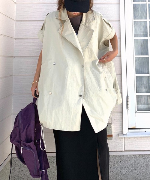 Q（キュー）の「ナイロンオーバーサイズジレ（ベスト・レディース・アイボリー/ブラック・MEDIUM）」の17枚目の写真