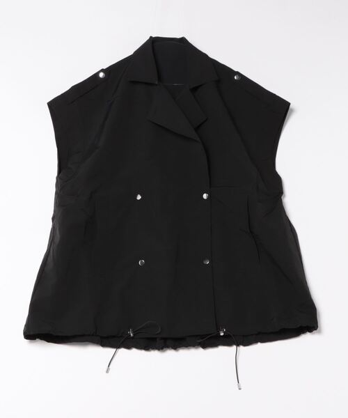 Q（キュー）の「ナイロンオーバーサイズジレ（ベスト・レディース・アイボリー/ブラック・MEDIUM）」の4枚目の写真