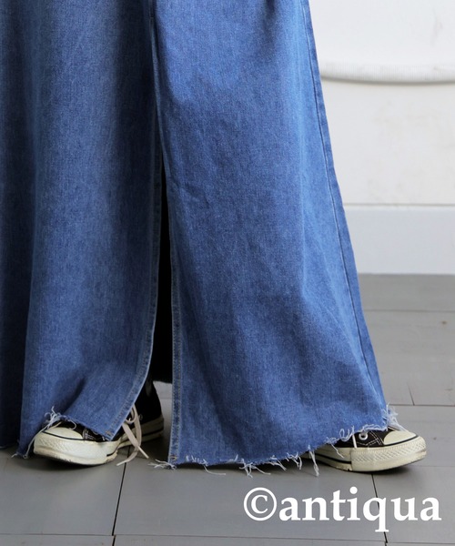 スリットデニムスカート（デニムスカート）｜antiqua（アンティカ）
