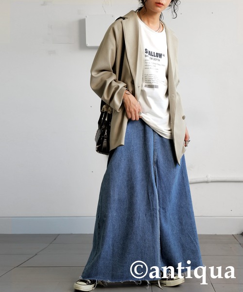 スリットデニムスカート（デニムスカート）｜antiqua（アンティカ）