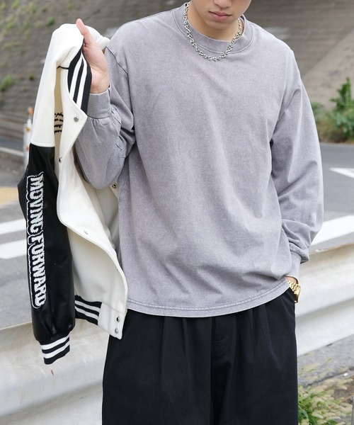 HOOK(フック)の「HOOK -select- ベーシックウォッシュロンTEE(Tシャツ/カットソー・メンズ・オリーブ/ブラウン/グレー/ブラック・XL/L/M)」の3枚目の写真