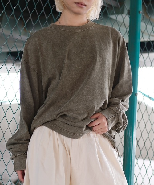 HOOK(フック)の「HOOK -select- ベーシックウォッシュロンTEE(Tシャツ/カットソー・メンズ・オリーブ/ブラウン/グレー/ブラック・XL/L/M)」の18枚目の写真