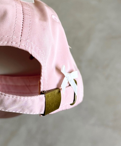 GRIN BUDDY（グリンバディ）の「【GRIN BUDDY】別注 Heart Ribbon Cap(キナリ/ピンク)（キャップ・キッズ・キナリ/ピンク・52/54）」の5枚目の写真