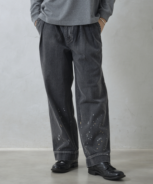 JOURNAL STANDARD relume（ジャーナルスタンダード　レリューム）の「プロセシングデニム ワイドワークパンツ（デニムパンツ・メンズ・コバルトブルー/ブラックミックス・MEDIUM/LARGE）」の12枚目の写真