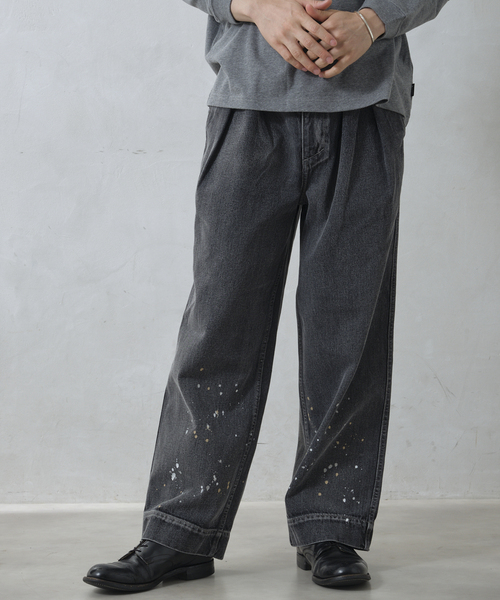 JOURNAL STANDARD relume（ジャーナルスタンダード　レリューム）の「プロセシングデニム ワイドワークパンツ（デニムパンツ・メンズ・コバルトブルー/ブラックミックス・MEDIUM/LARGE）」の10枚目の写真