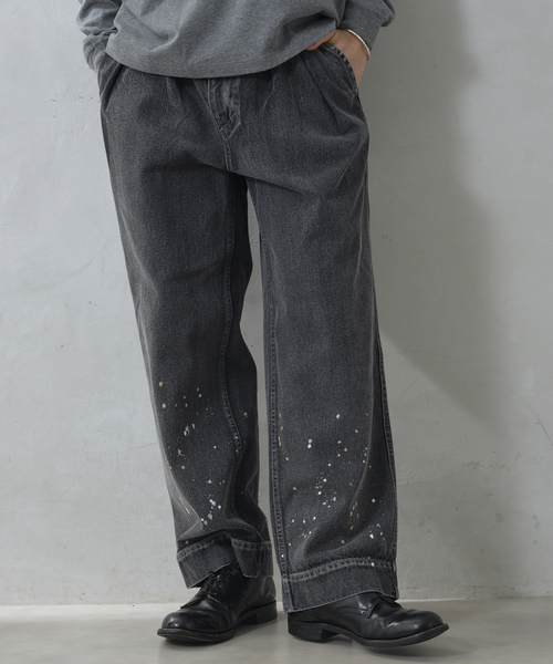 JOURNAL STANDARD relume（ジャーナルスタンダード　レリューム）の「プロセシングデニム ワイドワークパンツ（デニムパンツ・メンズ・コバルトブルー/ブラックミックス・MEDIUM/LARGE）」の5枚目の写真