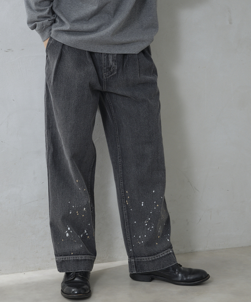 JOURNAL STANDARD relume（ジャーナルスタンダード　レリューム）の「プロセシングデニム ワイドワークパンツ（デニムパンツ・メンズ・コバルトブルー/ブラックミックス・MEDIUM/LARGE）」の3枚目の写真