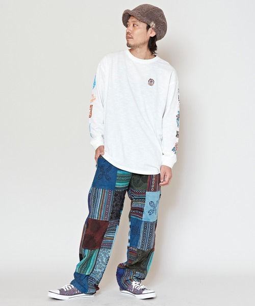 チャイハネ（チャイハネ）の「【チャイハネ】ソルッティMEN'S長袖Tシャツ（Tシャツ/カットソー・メンズ・パープル/ホワイト/ブラック・FREE）」の6枚目の写真