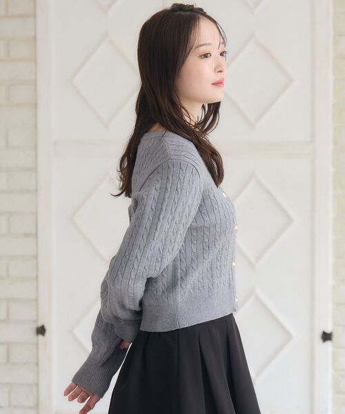 ems excite(エムズエキサイト)の「ケーブルNTカーデ(カーディガン/ボレロ・レディース・ダークブルー/ナチュラル/ダークグレー/レッド・FREE)」の12枚目の写真