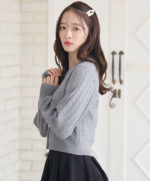 ems excite(エムズエキサイト)の「ケーブルNTカーデ(カーディガン/ボレロ・レディース・ダークブルー/ナチュラル/ダークグレー/レッド・FREE)」の13枚目の写真