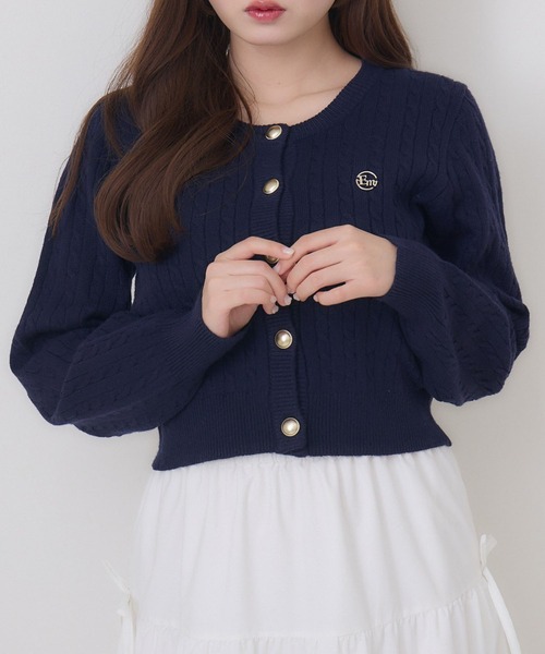 ems excite(エムズエキサイト)の「ケーブルNTカーデ(カーディガン/ボレロ・レディース・ダークブルー/ナチュラル/ダークグレー/レッド・FREE)」の3枚目の写真