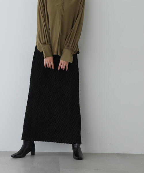 N.（N. Natural Beauty Basic）（エヌエヌナチュラルビューティーベーシック）の「◆フラッフィーイージータイトスカート（スカート・レディース・オフホワイト/ブラック・MEDIUM）」の10枚目の写真