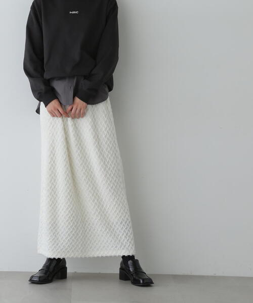 N.（N. Natural Beauty Basic）（エヌエヌナチュラルビューティーベーシック）の「◆フラッフィーイージータイトスカート（スカート・レディース・オフホワイト/ブラック・MEDIUM）」の16枚目の写真