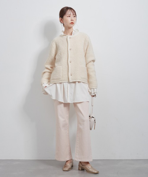 ROPE' PICNIC(ロペピクニック)の「金ボタンループ編みニットカーディガン(通常丈)/リンクコーデ(ブルゾン・レディース・チャコールグレー/キナリ/ブラック・38)」の16枚目の写真