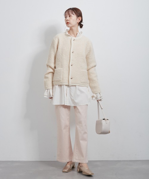 ROPE' PICNIC(ロペピクニック)の「金ボタンループ編みニットカーディガン(通常丈)/リンクコーデ(ブルゾン・レディース・チャコールグレー/キナリ/ブラック・38)」の17枚目の写真