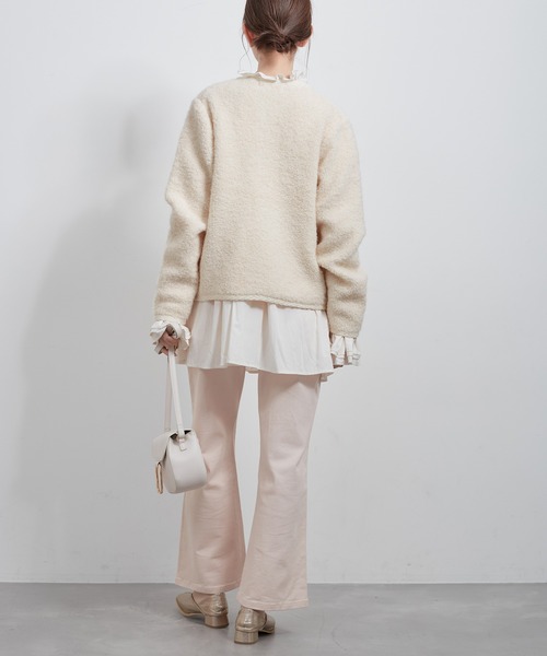 ROPE' PICNIC(ロペピクニック)の「金ボタンループ編みニットカーディガン(通常丈)/リンクコーデ(ブルゾン・レディース・チャコールグレー/キナリ/ブラック・38)」の18枚目の写真