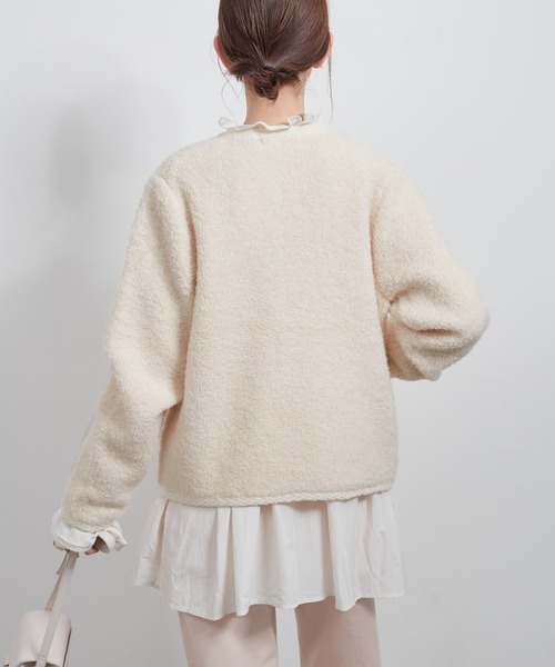 ROPE' PICNIC(ロペピクニック)の「金ボタンループ編みニットカーディガン(通常丈)/リンクコーデ(ブルゾン・レディース・チャコールグレー/キナリ/ブラック・38)」の22枚目の写真