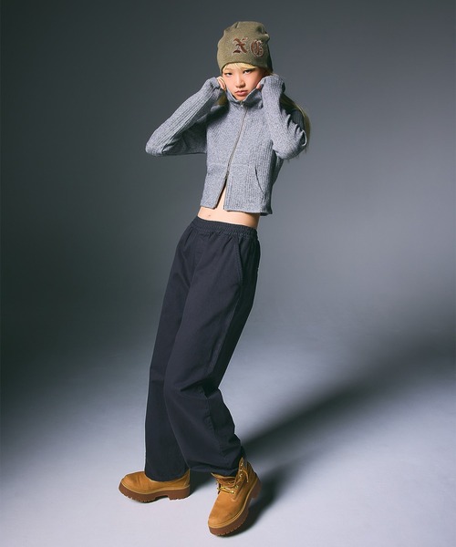 X-girl（エックスガール）の「PATCHED LOGO BEANIE（ニットキャップ/ビーニー・レディース・アッシュ/ブラック/オリーブ・ONE SIZE）」の5枚目の写真