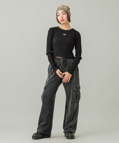 X-girl（エックスガール）の「PATCHED LOGO BEANIE（ニットキャップ/ビーニー・レディース・アッシュ/ブラック/オリーブ・ONE SIZE）」の16枚目の写真