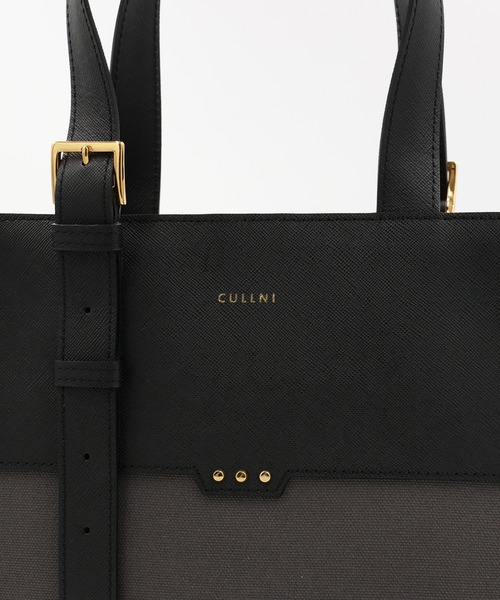 Leather Belt Handle ＆ Canvas Combination Mini Tote Bag（トート